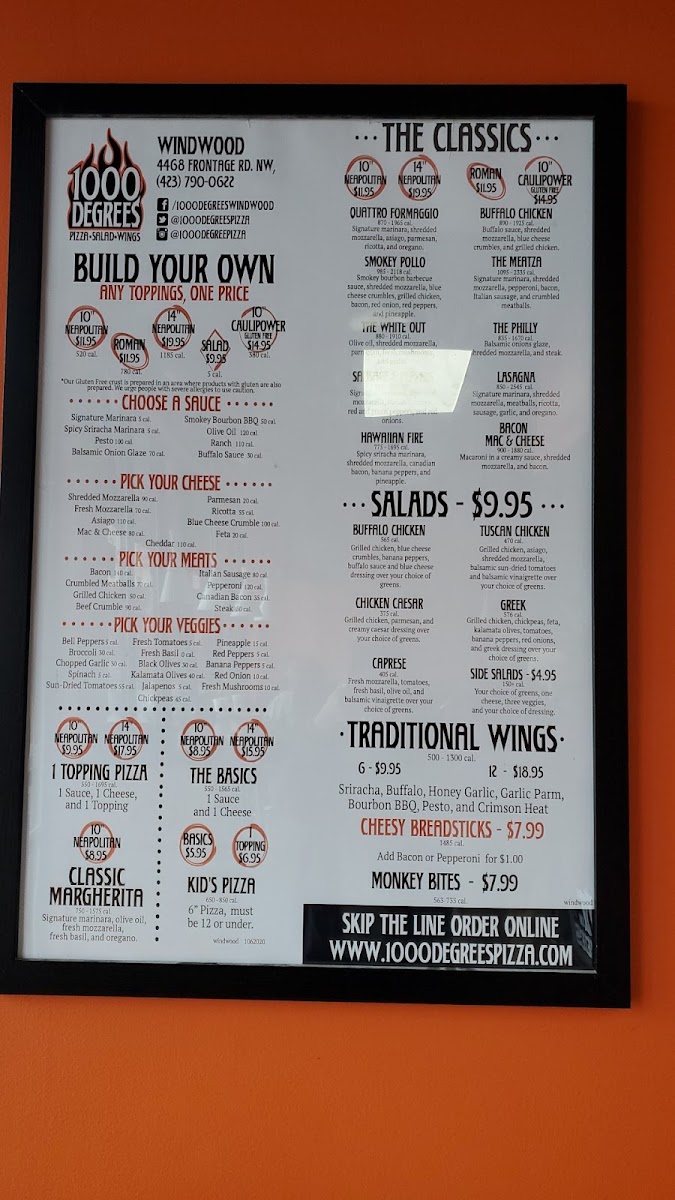 Menu 1000 Degrees Pizza - Cleveland, Tn-2