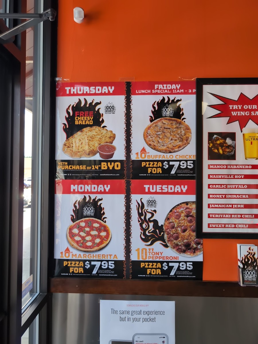 Menu 1000 Degrees Pizza - Cleveland, Tn-3