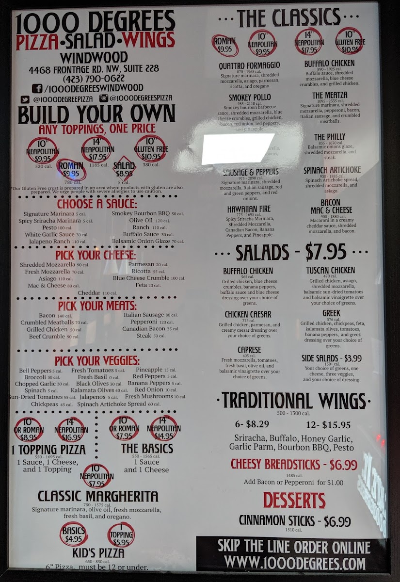 Menu 1000 Degrees Pizza - Cleveland, Tn-8