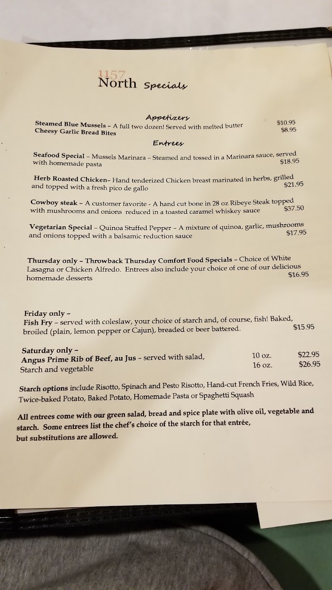 Menu 1157 North-4