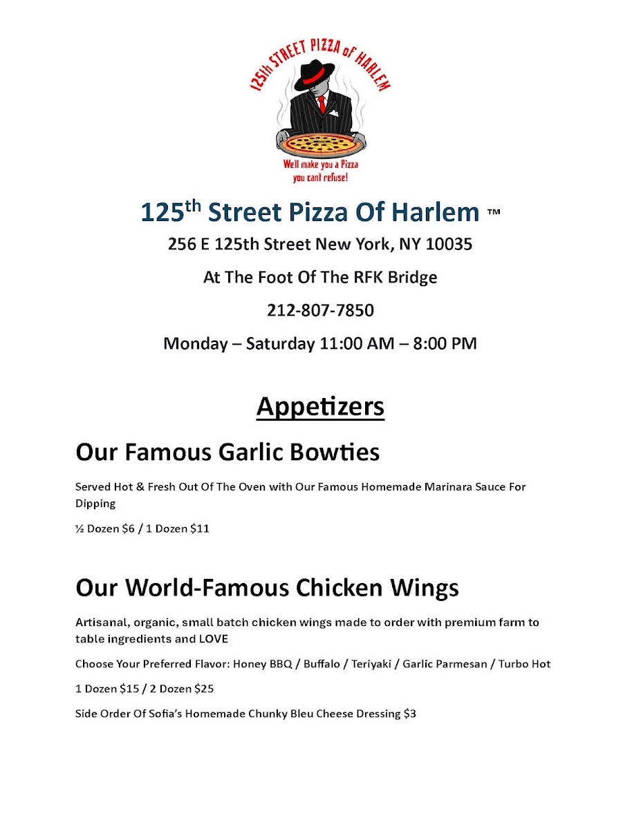 Menu 125Th Street Pizza Of Harlem ™-1