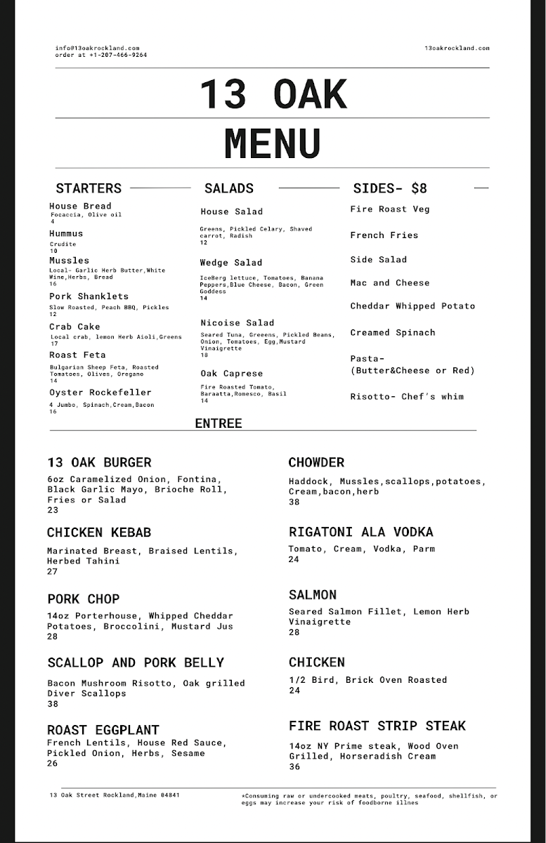 Menu 13 Oak-1