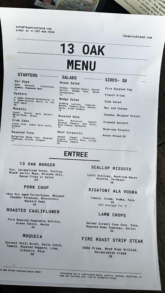 Menu 13 Oak-2