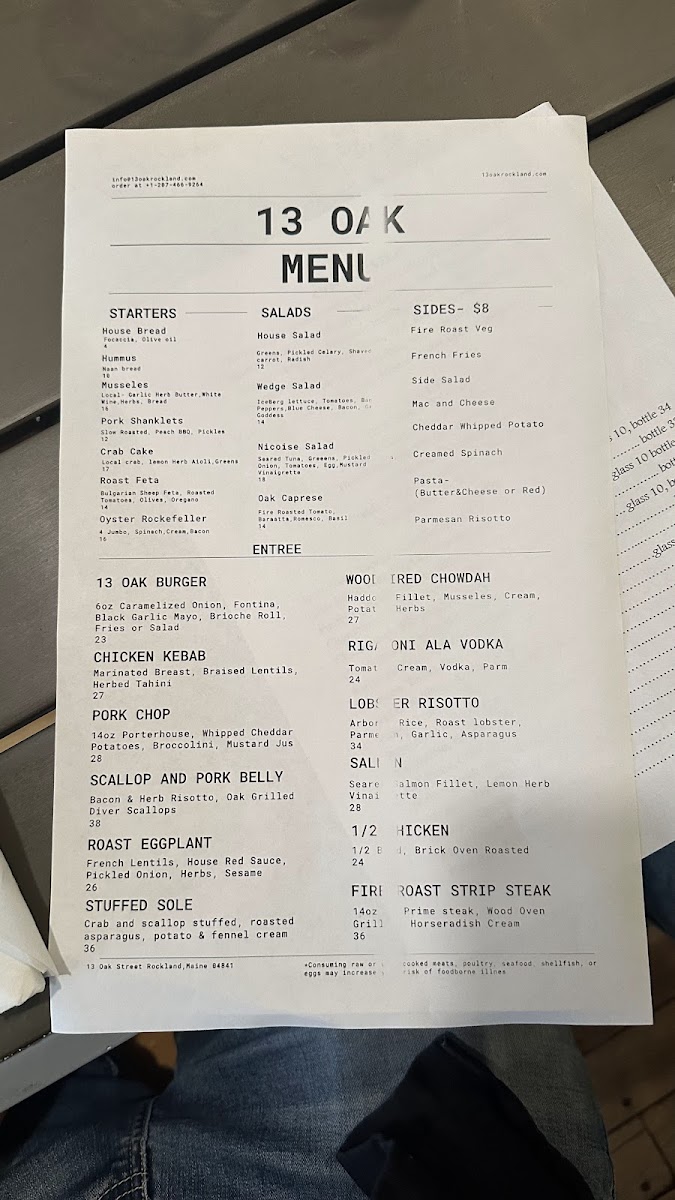 Menu 13 Oak-3
