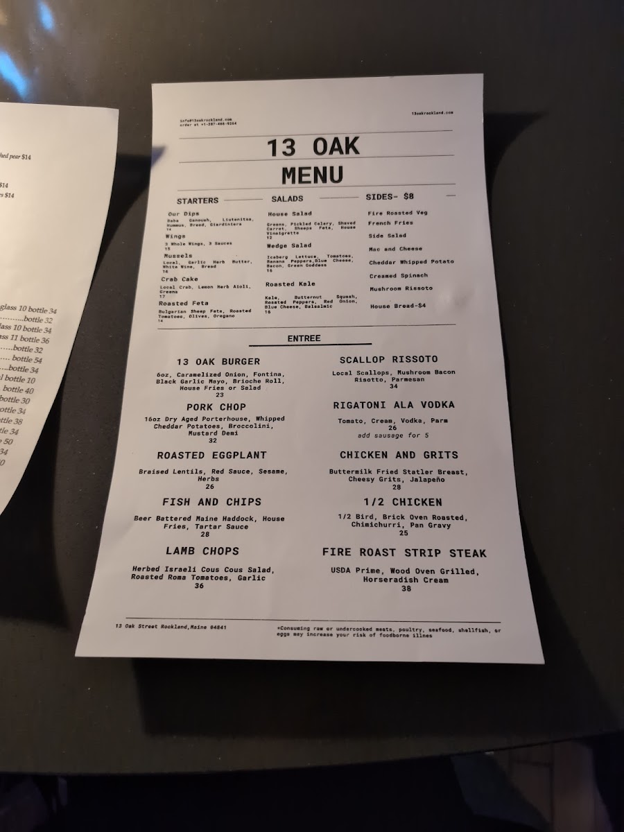 Menu 13 Oak-4