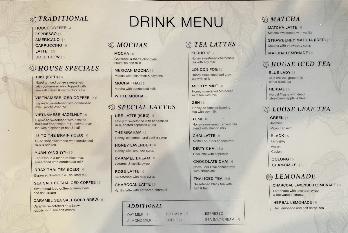 Menu 18 Grams Coffee & Tea-2