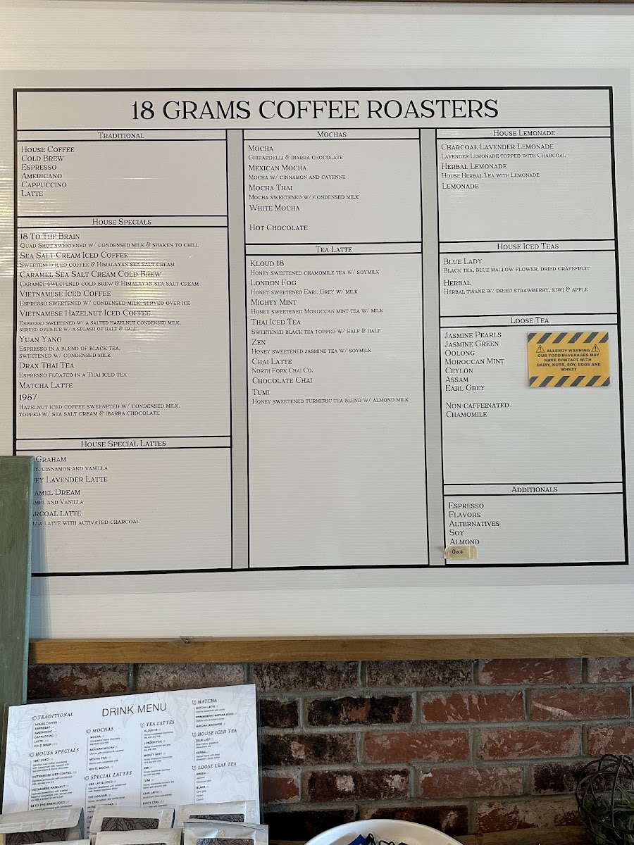 Menu 18 Grams Coffee & Tea-3