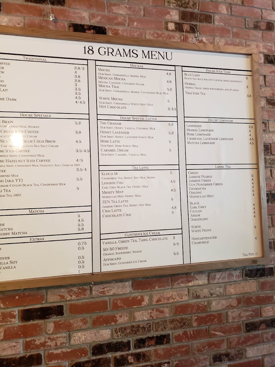 Menu 18 Grams Coffee & Tea-7