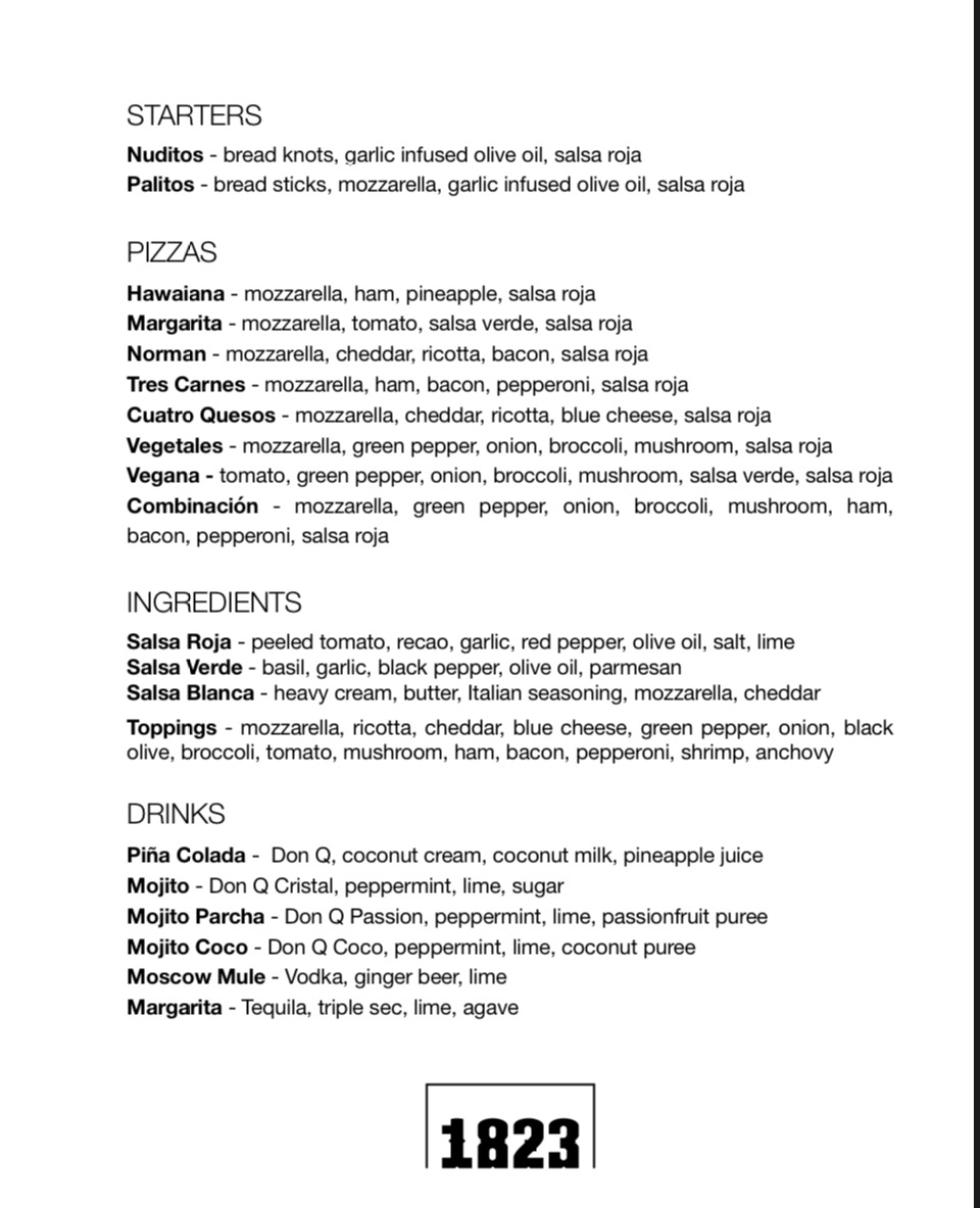 Menu 1823 Restaurant-1