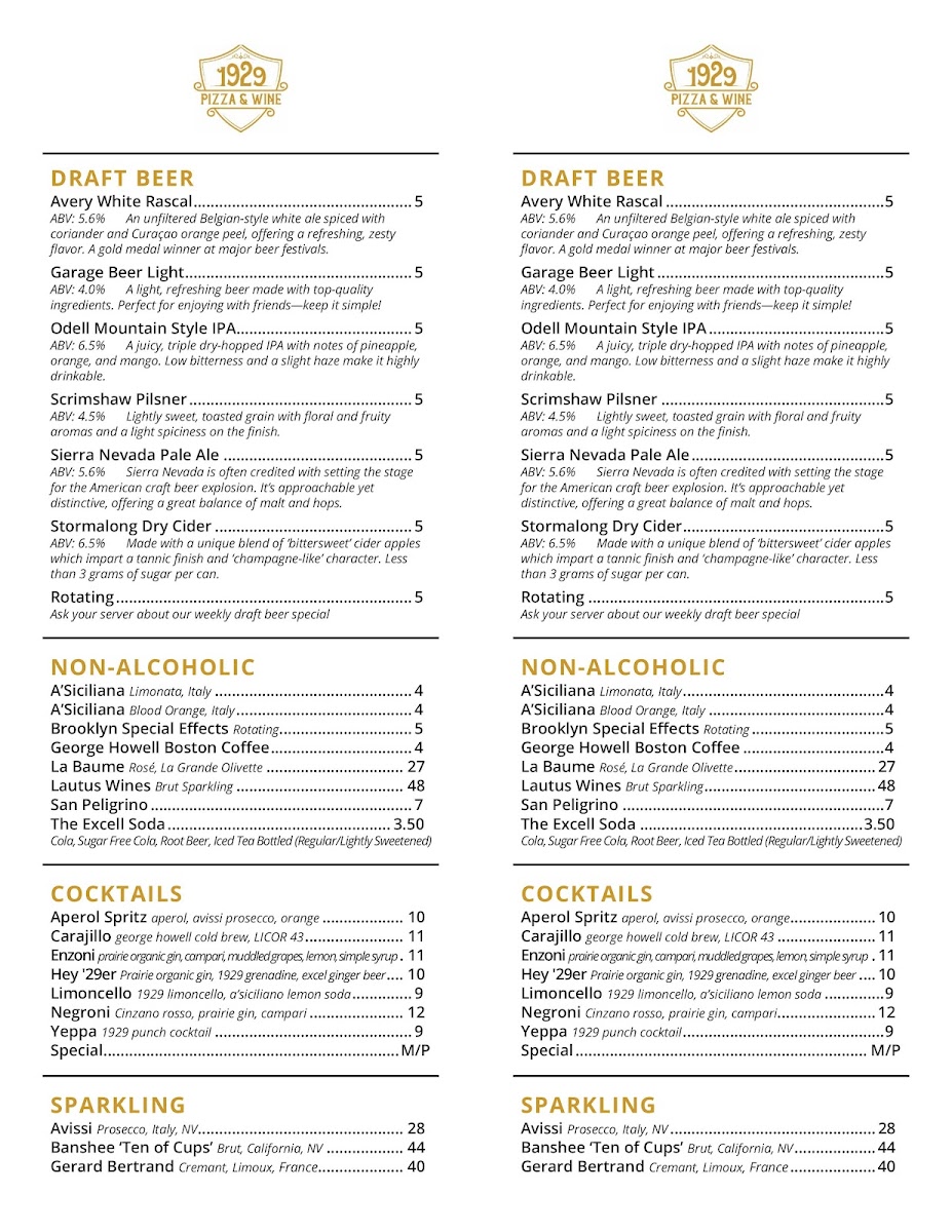 Menu 1929 Pizza And Wine-2