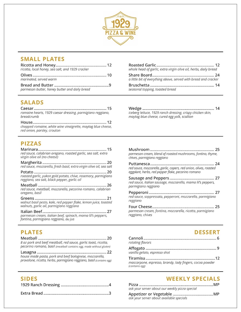 Menu 1929 Pizza And Wine-3