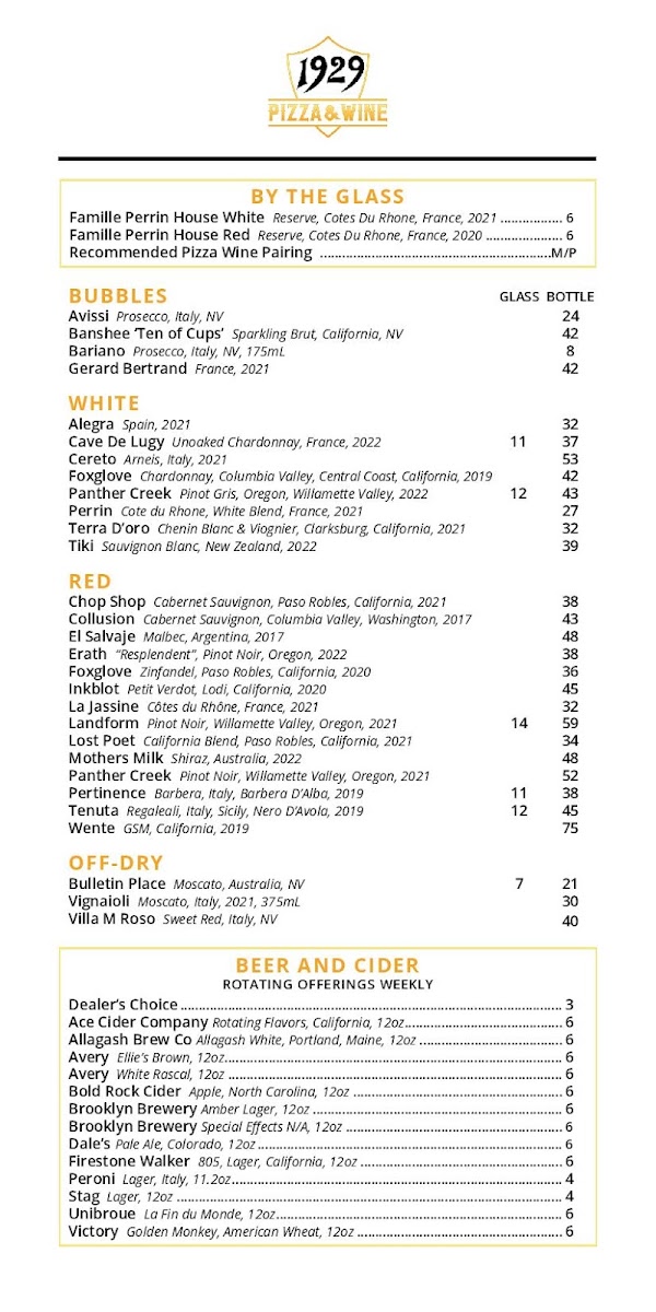 Menu 1929 Pizza And Wine-4