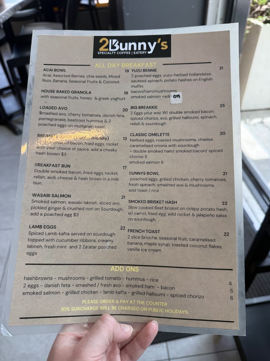 Menu 2 Bunny's Cafe Epping-5