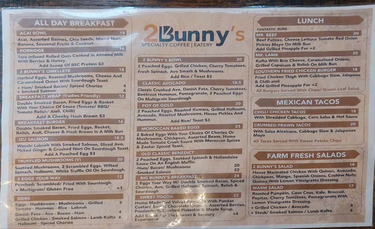 Menu 2 Bunny's Cafe Epping-6