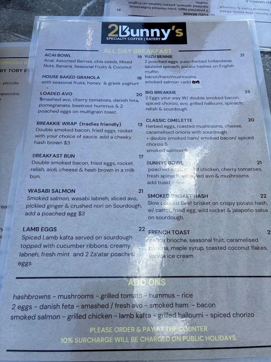 Menu 2 Bunny's Cafe Epping-7