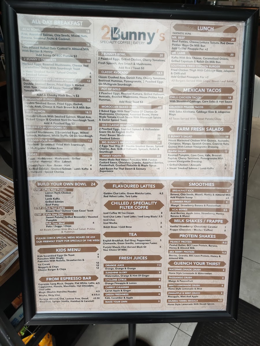 Menu 2 Bunny's Cafe Epping-9