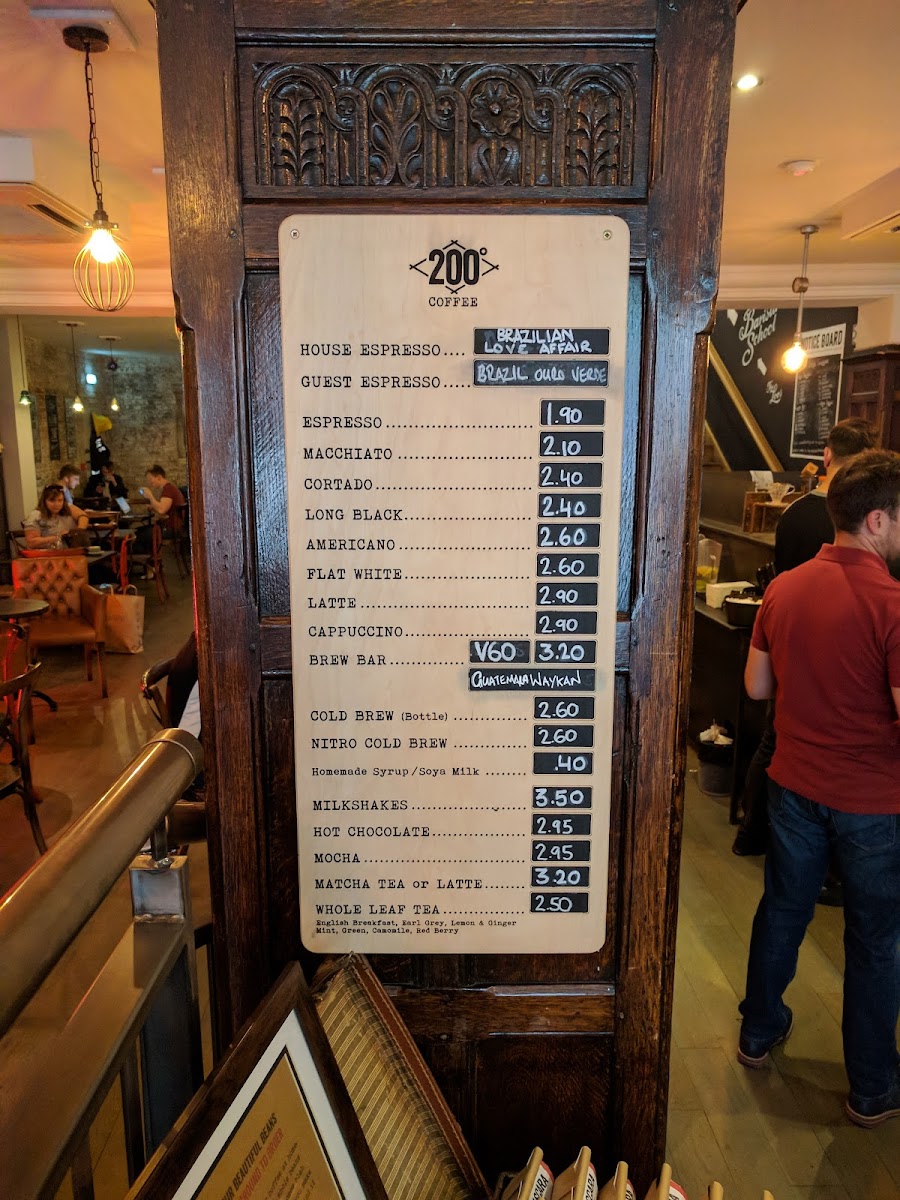 Menu 200 Degrees Coffee Shop & Barista School-1