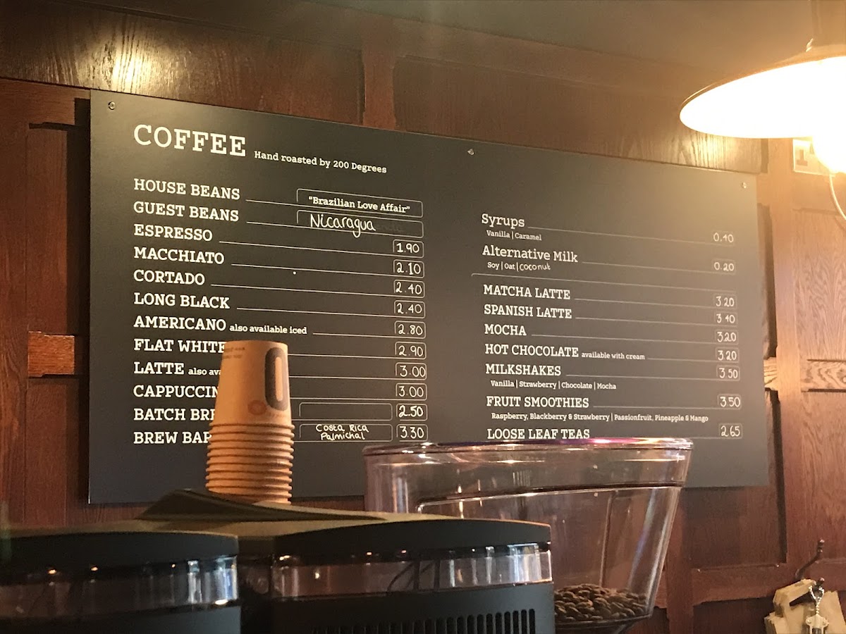 Menu 200 Degrees Coffee Shop-1