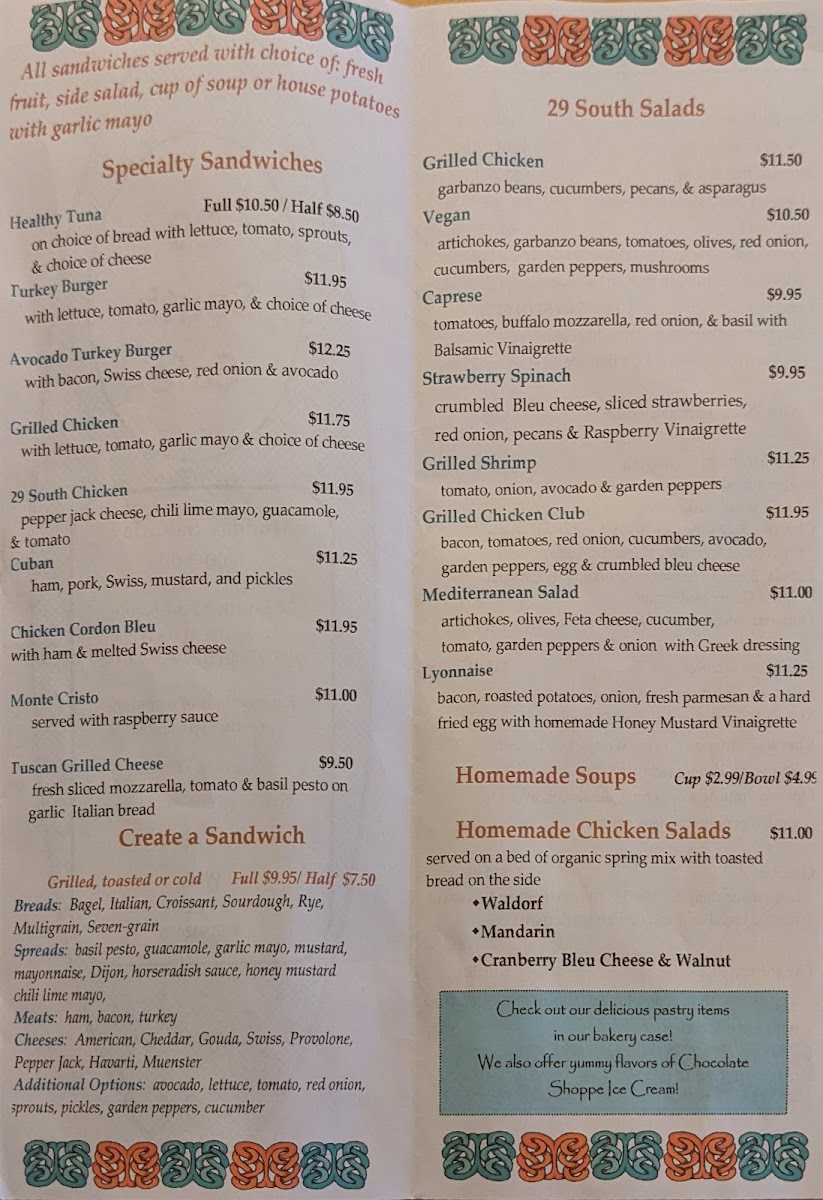 Menu 29 South Cafe-2