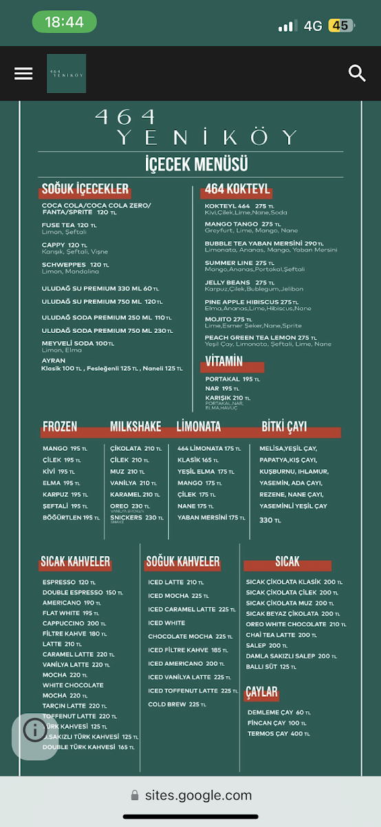 Menu 464 Yeniköy-1