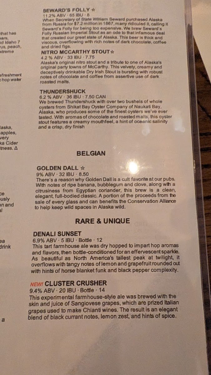 Menu 49Th State Brewing - Denali Park-8