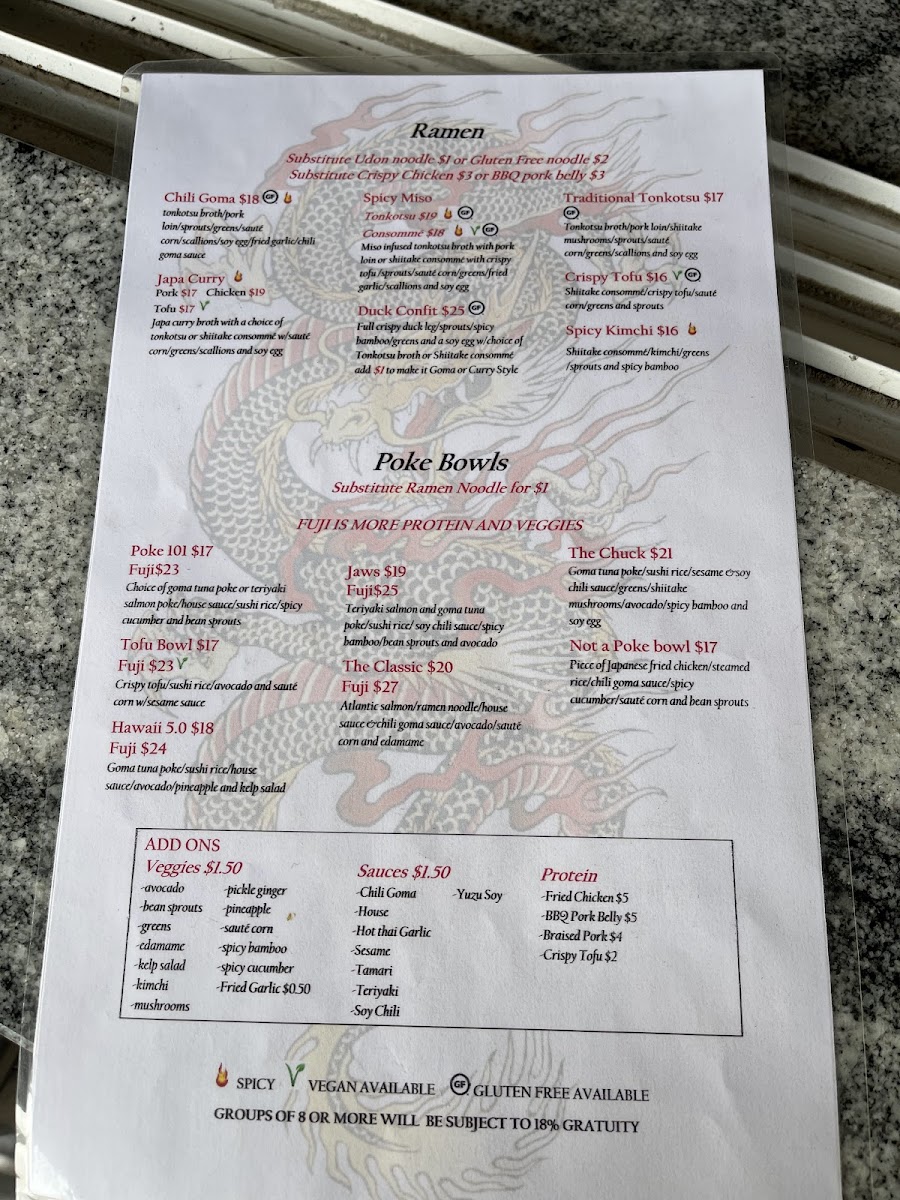 Menu 5 Senses Ramen & Sushi Bar-1