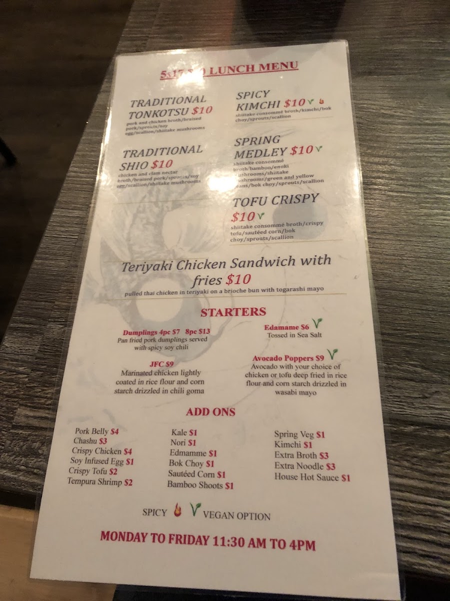 Menu 5 Senses Ramen & Sushi Bar-4