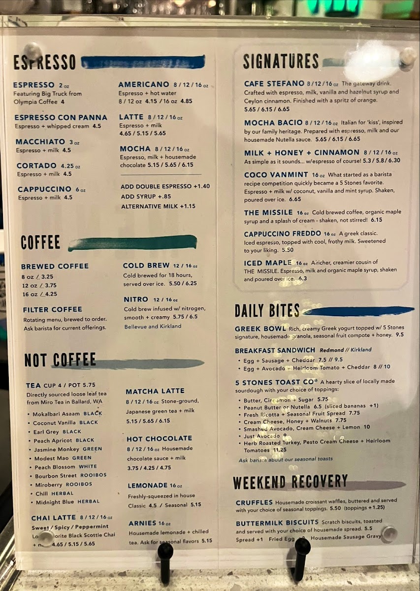 Menu 5 Stones Coffee Co-1