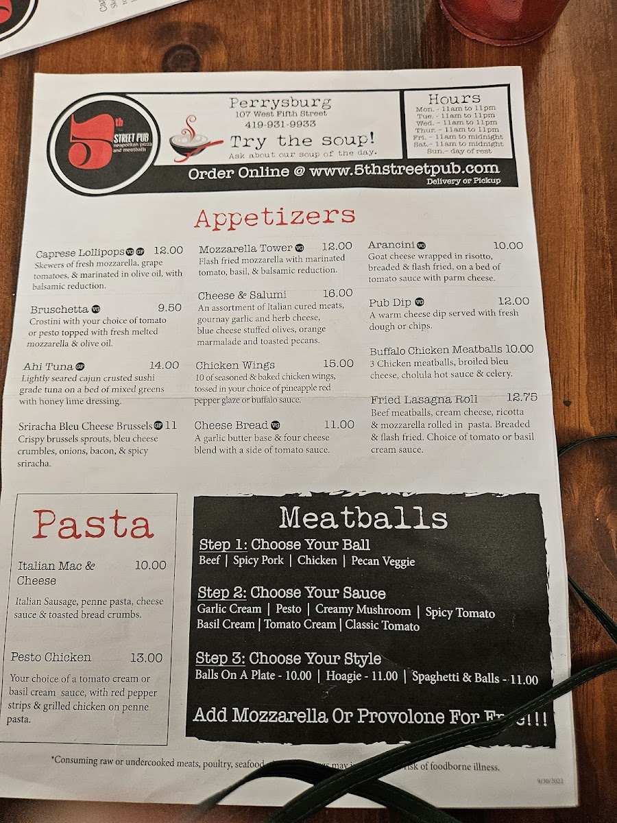 Menu 5Th Street Pub (Perrysburg, Oh)-3