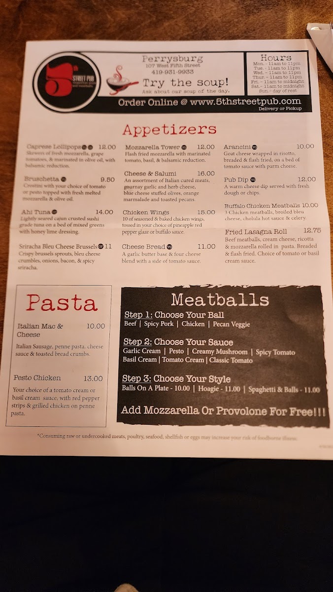 Menu 5Th Street Pub (Perrysburg, Oh)-9