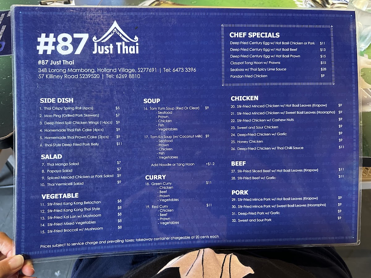 Menu 87 Just Thai Holland Village-4