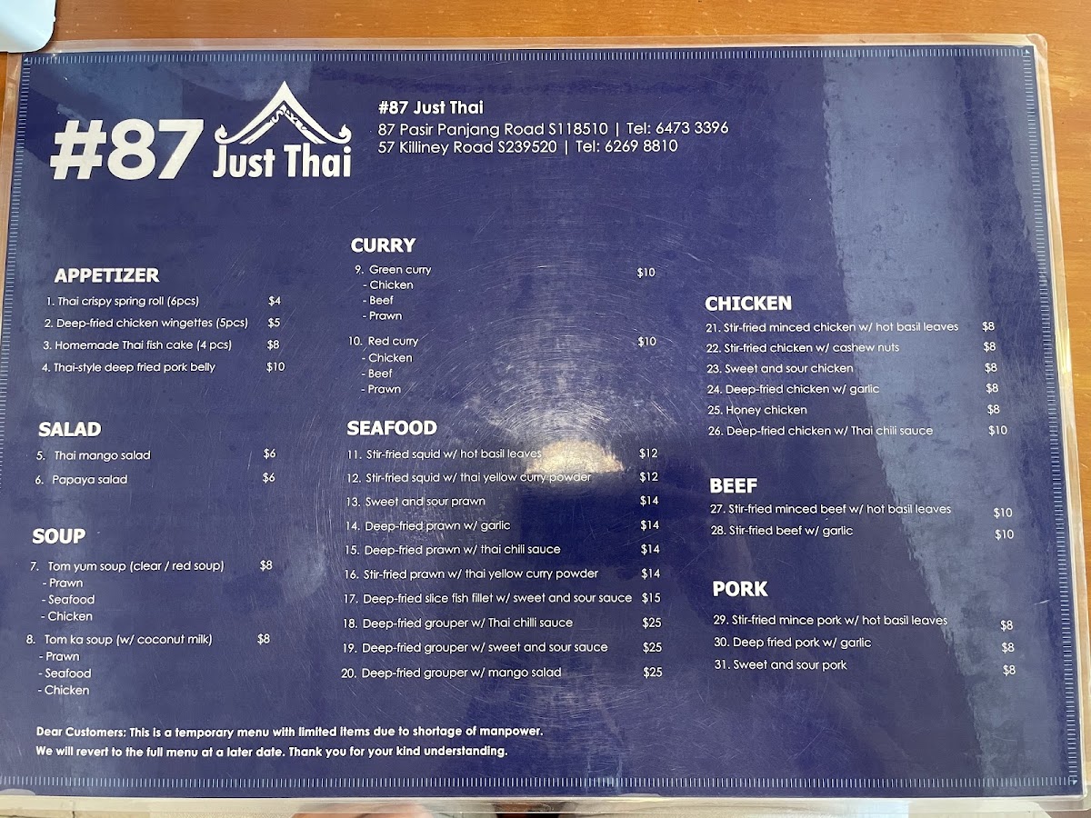 Menu 87 Just Thai Holland Village-9