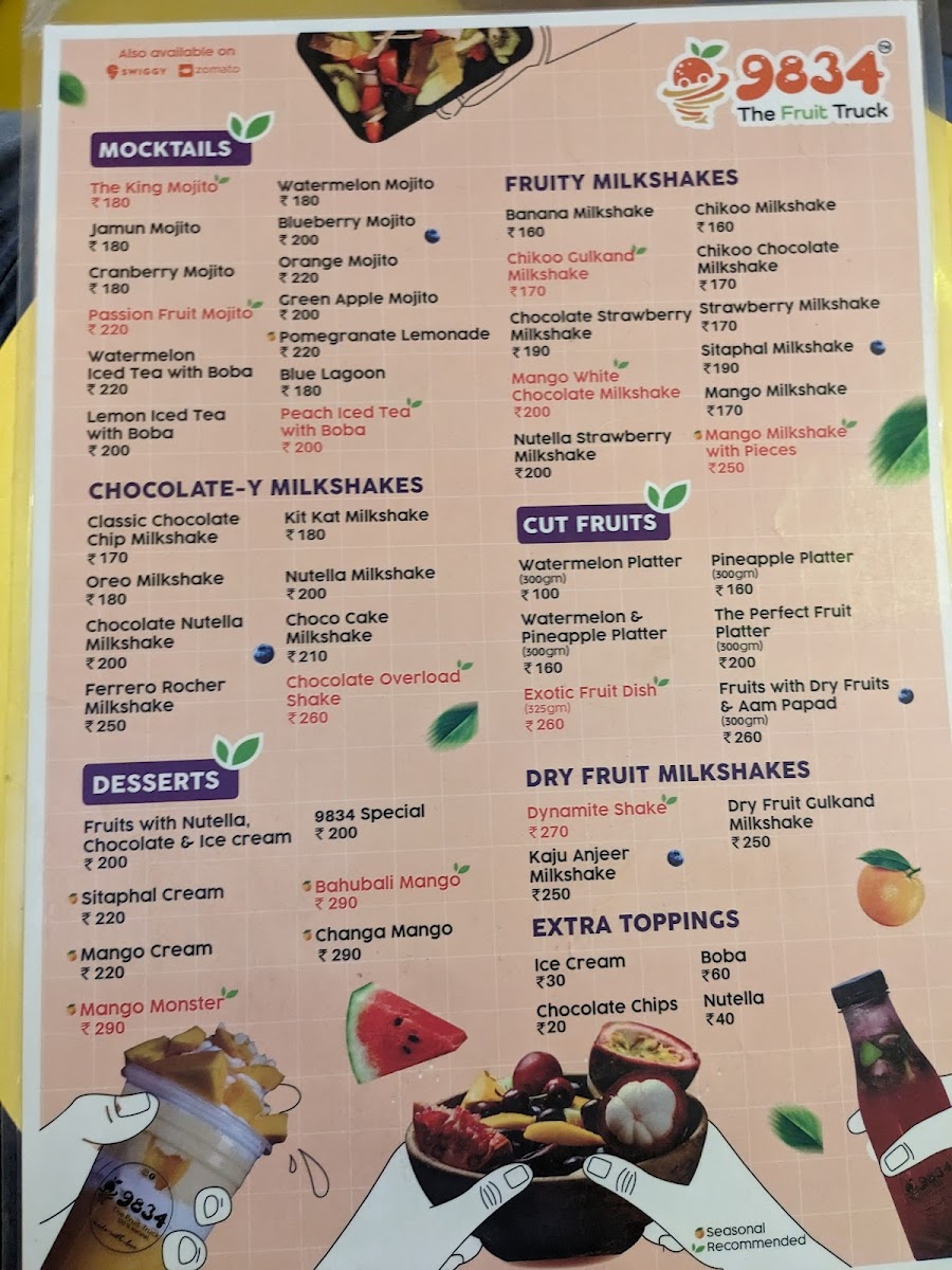 Menu 9834 The Fruit Truck Ahmedabad (Navrangpura)-7