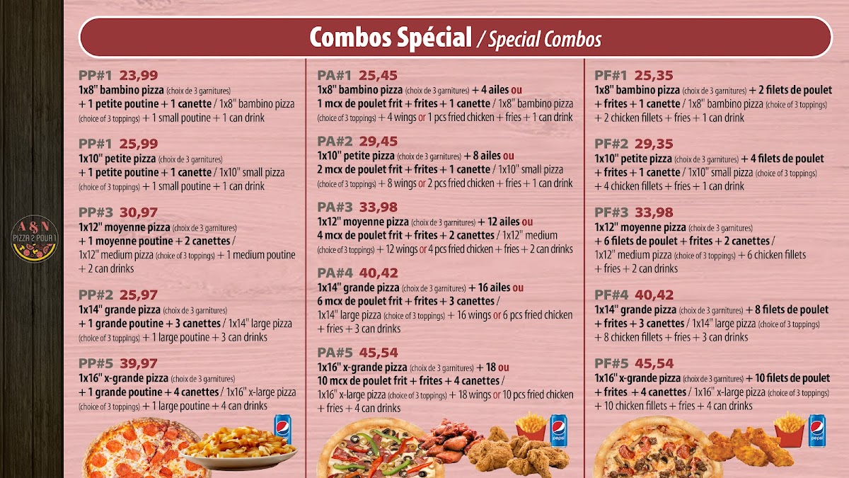 Menu A & N Pizza 2 Pour 1-2