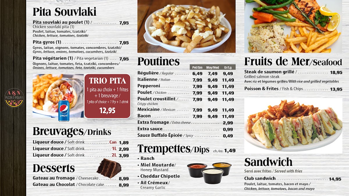 Menu A & N Pizza 2 Pour 1-4