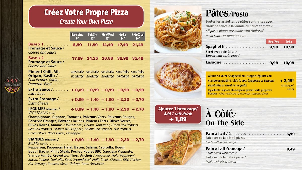Menu A & N Pizza 2 Pour 1-5