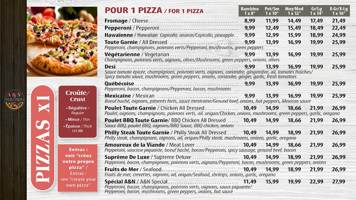 Menu A & N Pizza 2 Pour 1-8