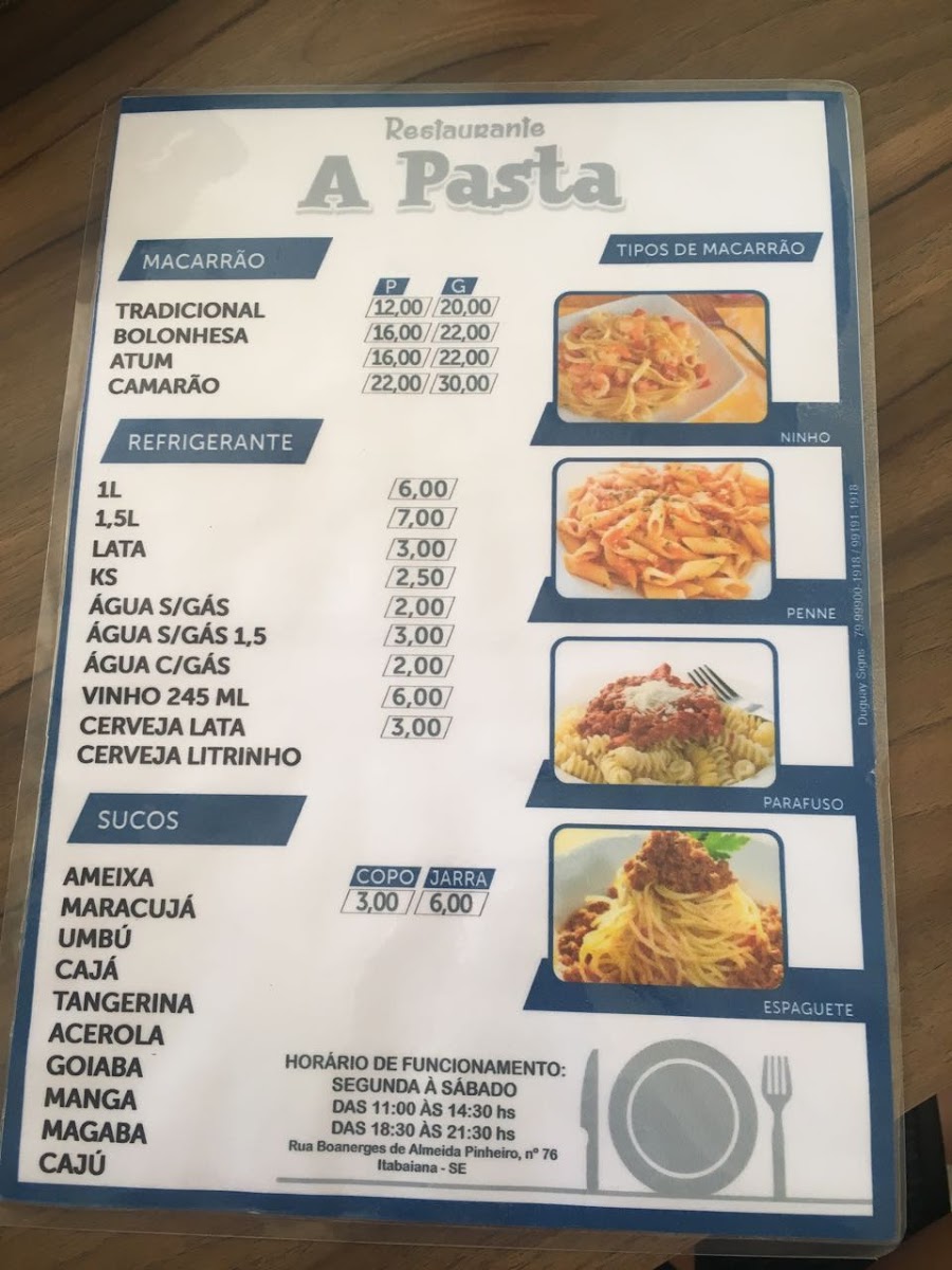 Menu A Pasta Restaurante-1