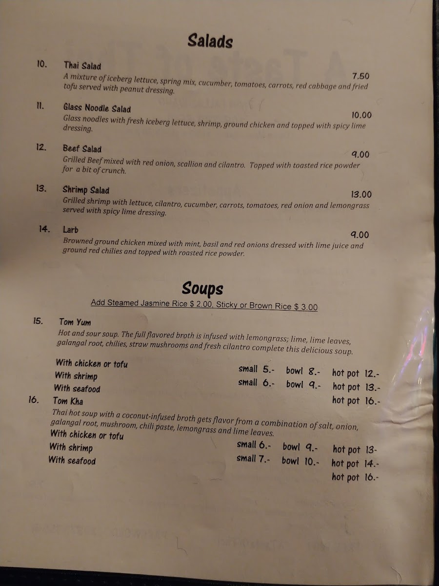 Menu A Taste Of Thai-8