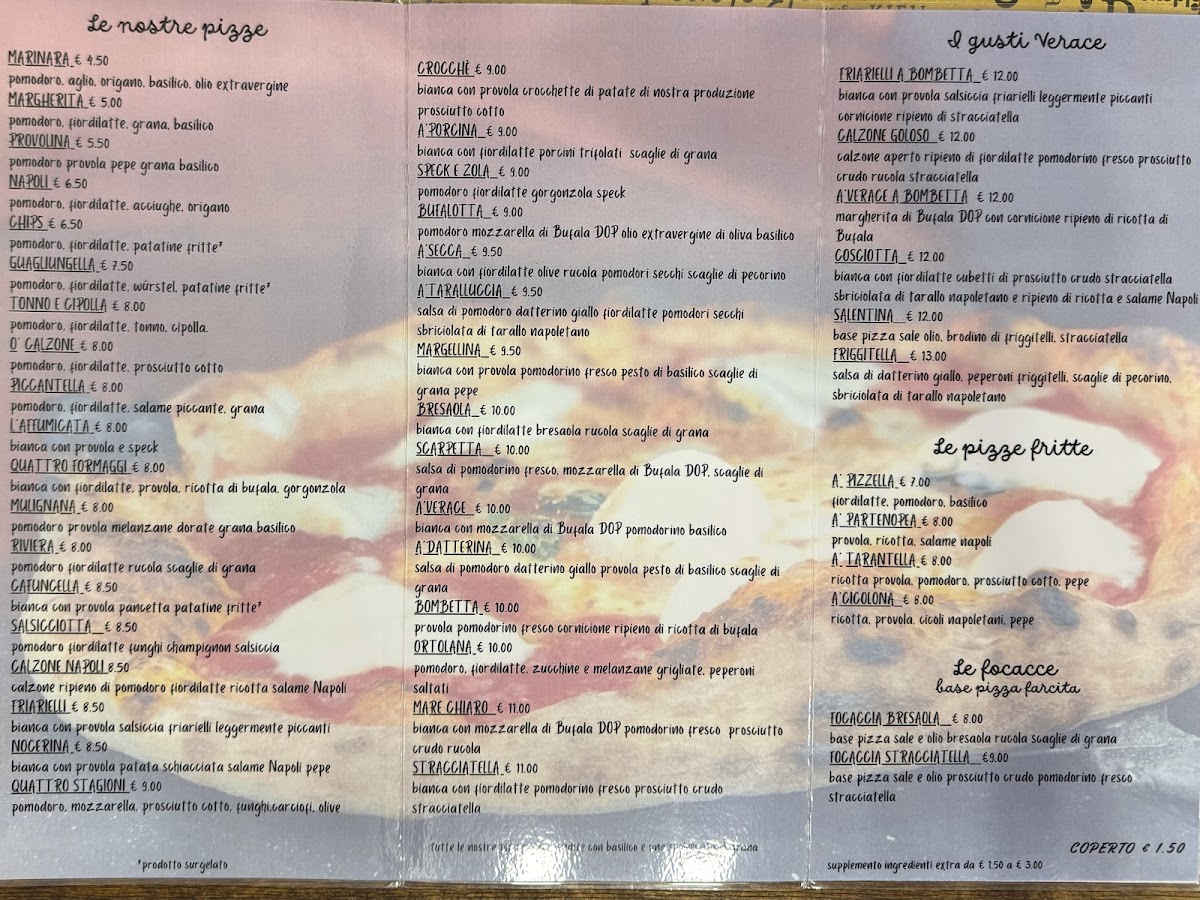 Menu A' Verace Pizzeria Napoletana-1
