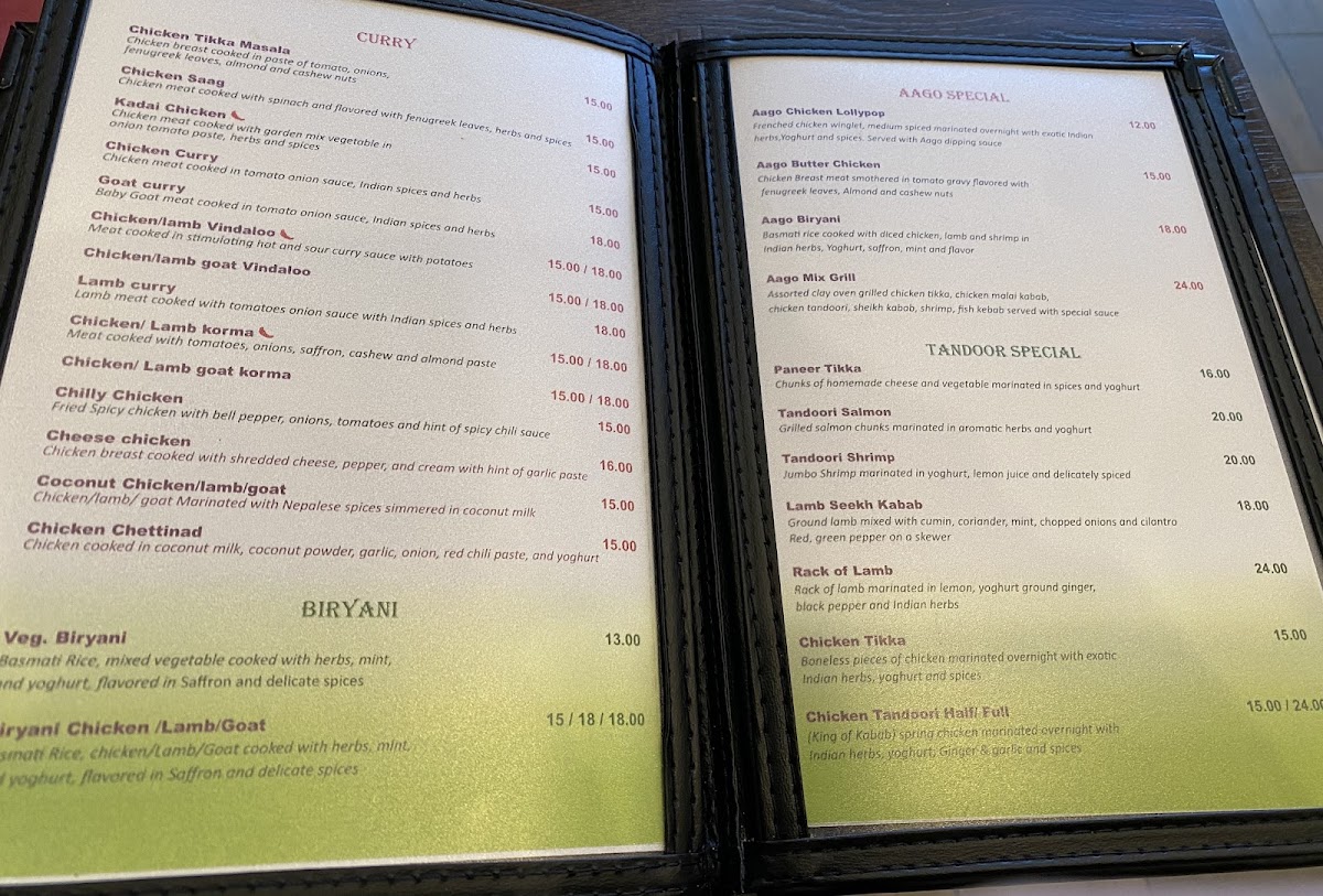 Menu Aago Indian/ Nepalese Restaurant-2
