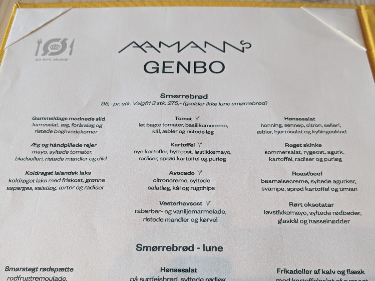 Menu Aamanns Genbo-10
