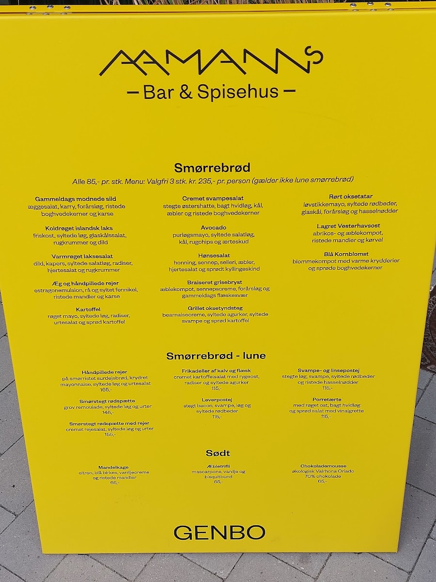 Menu Aamanns Genbo-4
