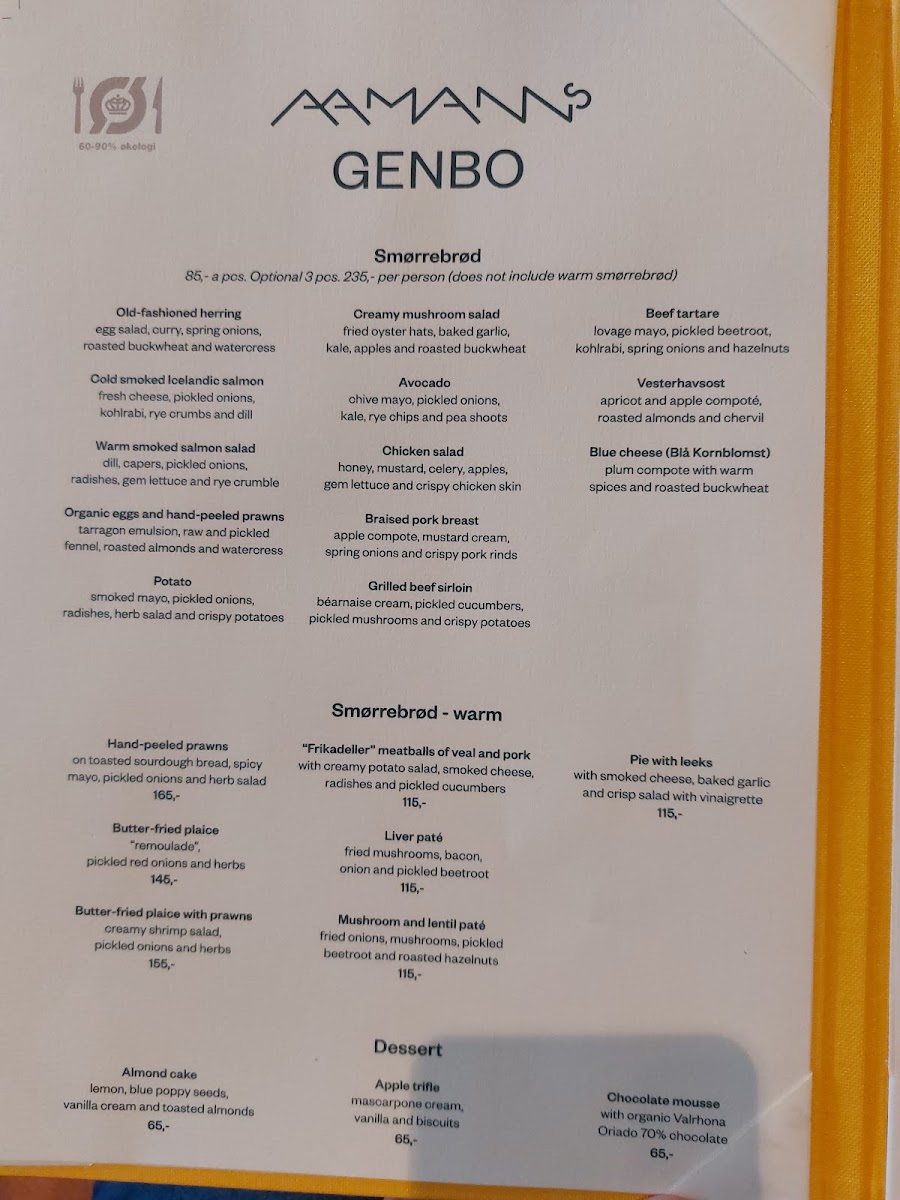Menu Aamanns Genbo-7