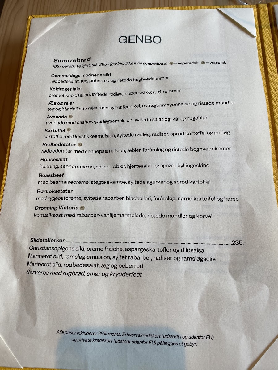 Menu Aamanns Genbo-8