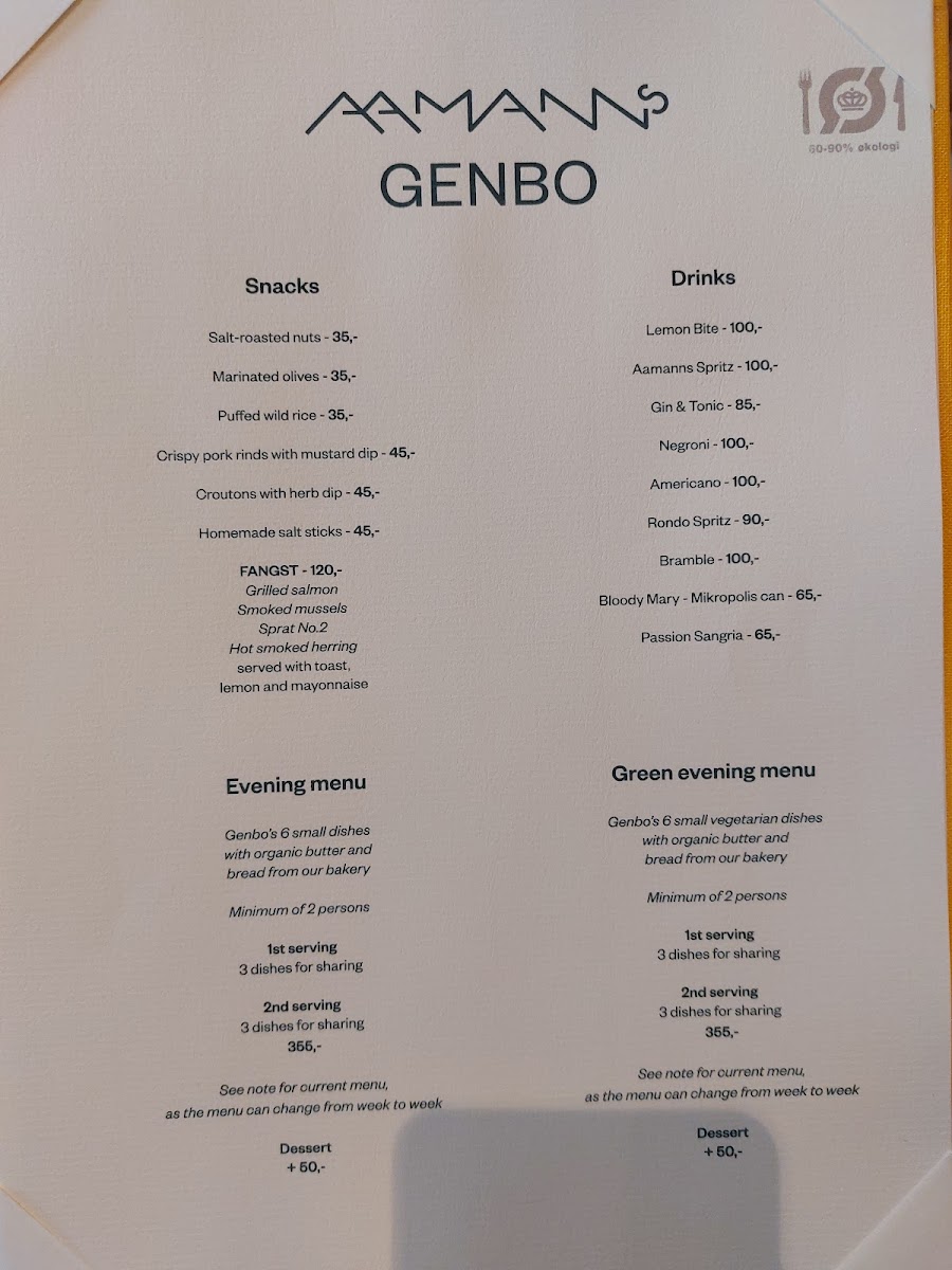 Menu Aamanns Genbo-9