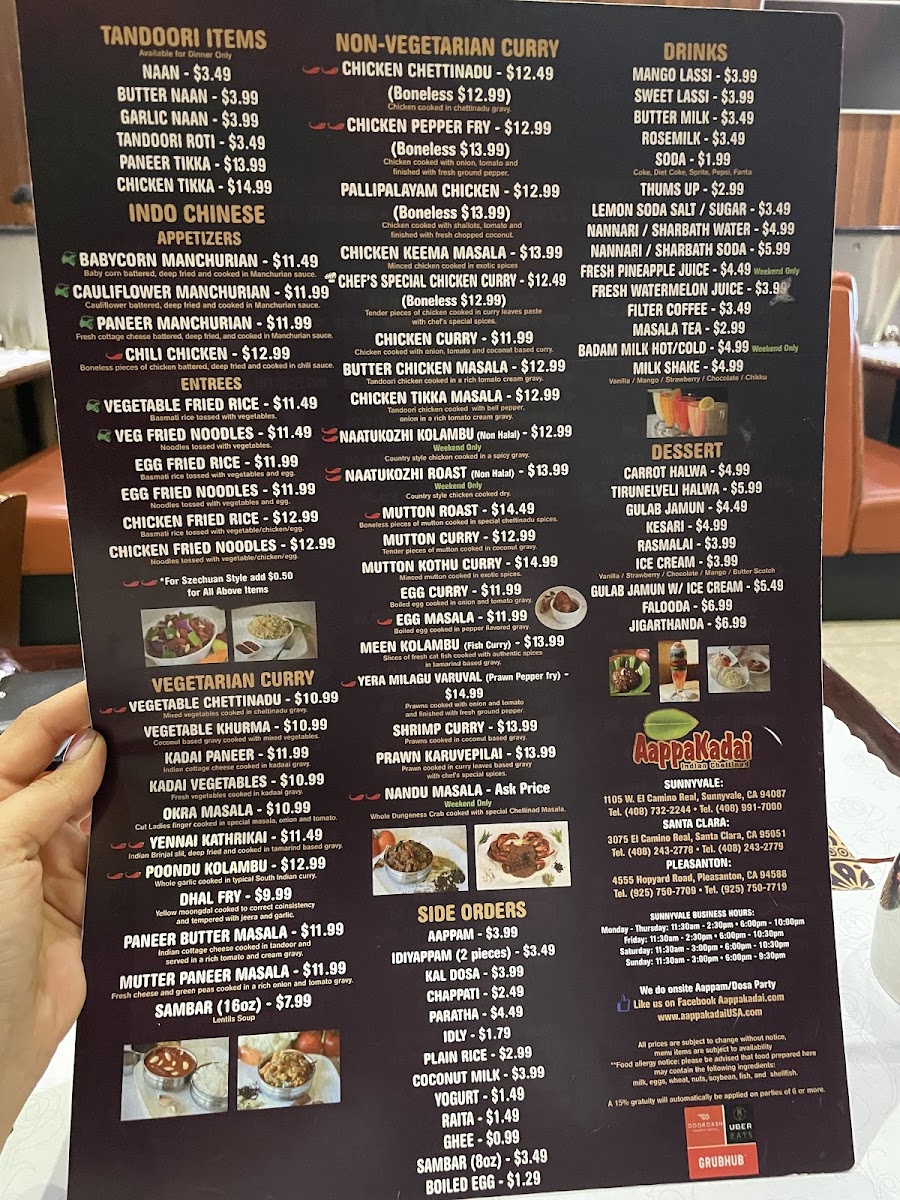 Menu Aappakadai-1