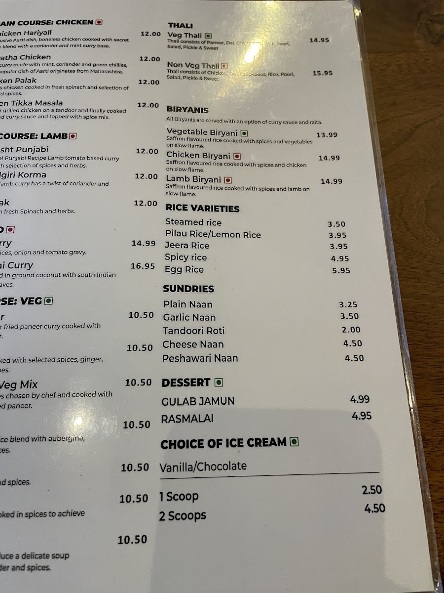 Menu Aarti Indian Restaurant Leeds-2