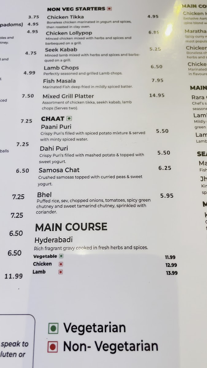 Menu Aarti Indian Restaurant Leeds-5