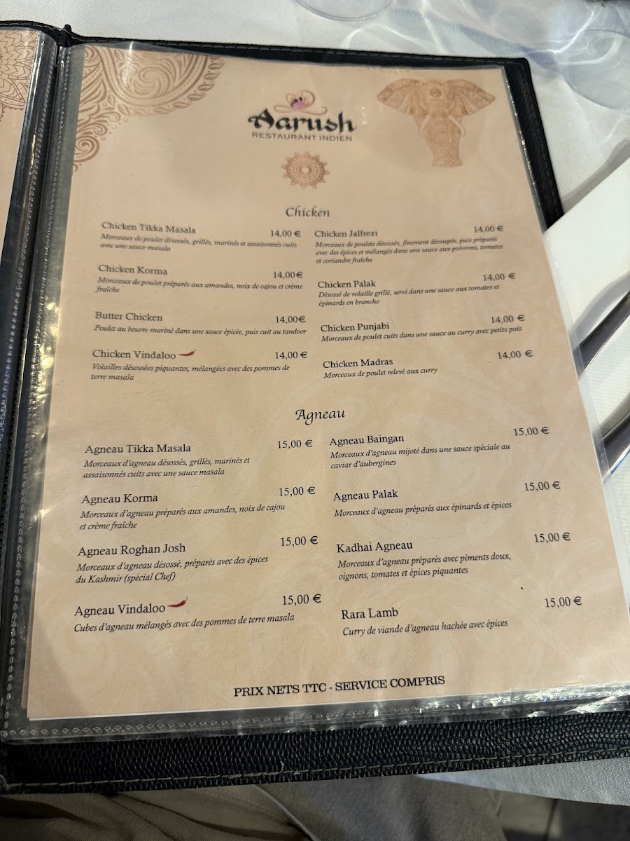 Menu Aarush-2